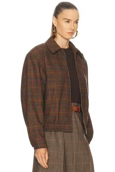 Saint Laurent Wool Bomber Jacket Puffer Jackets Brown In Brown