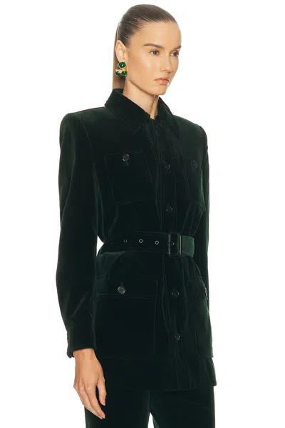 Saint Laurent Saharienne Belted Cotton Velvet Jacket In Black