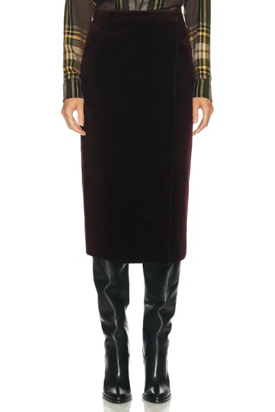 Saint Laurent Wrap-effect Cotton-velvet Midi Skirt In Black