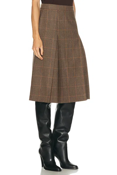 Saint Laurent Prince Of Wales Wool And Cashmere Midi Skirt In Multi