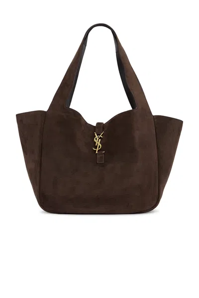 Saint Laurent Bea Ysl Cabas Tote Bag In Suede In Gray