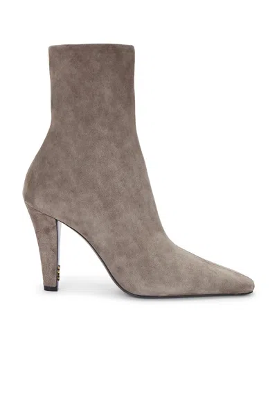 Saint Laurent Pointed-toe Heeled Boot In Gray