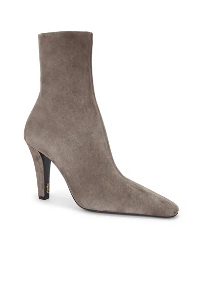 Saint Laurent Pointed-toe Heeled Boot In Gray