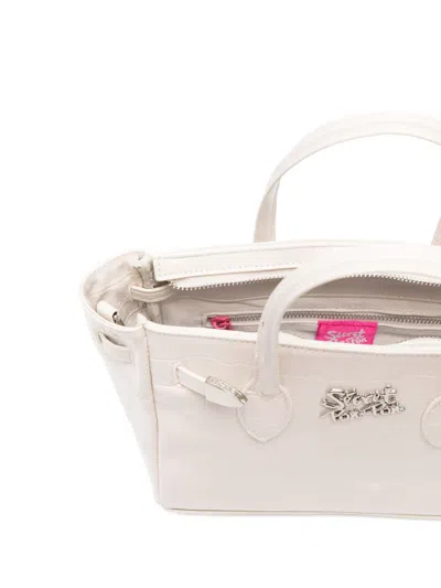 Secret Pon-pon Leather Shoulder Bag In White