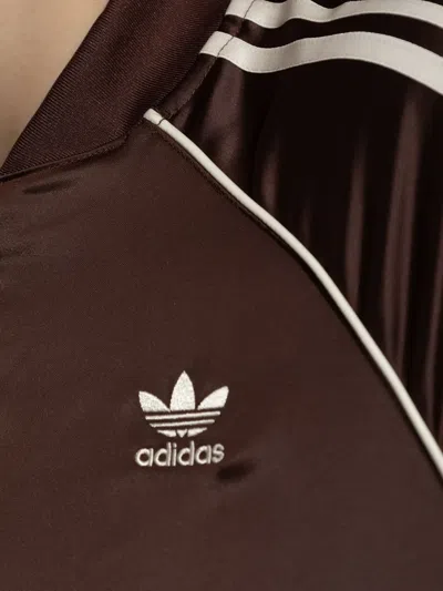 Adidas Originals Sst Adicolor Satin Zip-up Jacket In Brown