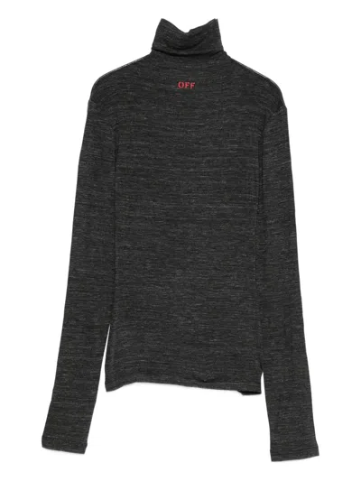 Off-white Fitted Long-sleeve Turtleneck Sweater In Red In Black