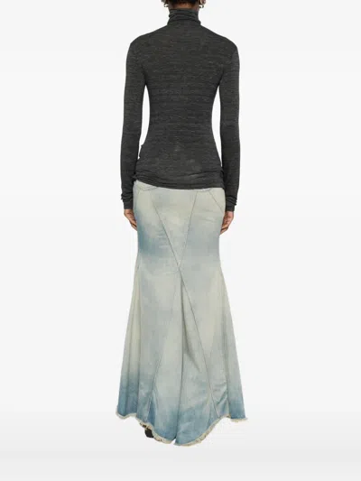 Off-white Fitted Long-sleeve Turtleneck Sweater In Red In Black