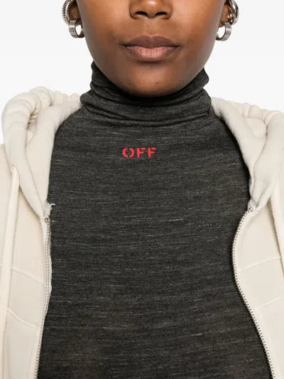 Off-white Fitted Long-sleeve Turtleneck Sweater In Red In Black
