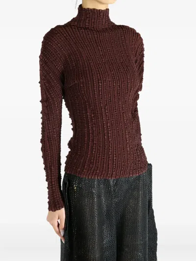 Issey Miyake Jellyfish Pleats Sweater In Brown