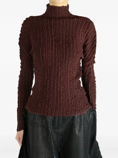 Issey Miyake Jellyfish Pleats Sweater In Brown