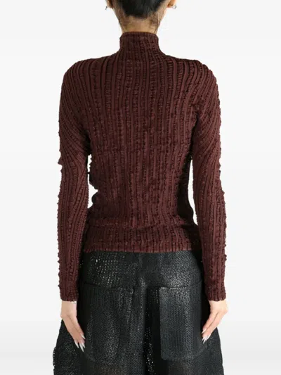 Issey Miyake Jellyfish Pleats Sweater In Brown