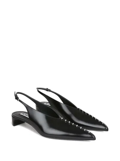 Jil Sander Slingback Spazzolato Leather In Black