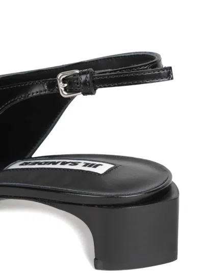 Jil Sander Slingback Spazzolato Leather In Black