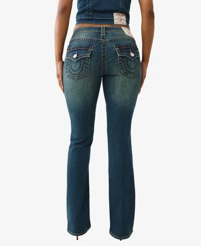 True Religion Joey Flap Pocket Low Rise Flare Jeans In Blue