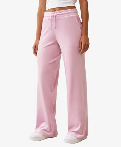 True Religion Women's Crystal Velour Straight Leg Pants In Pink