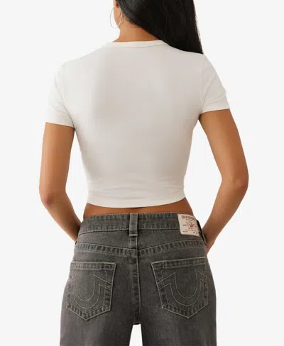True Religion Women's Crystal Buddha Keyhole Baby T-shirt In White