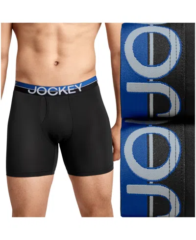 Jockey Men's 2-pack Infinite Cool Long Leg Boxer Briefs In Black