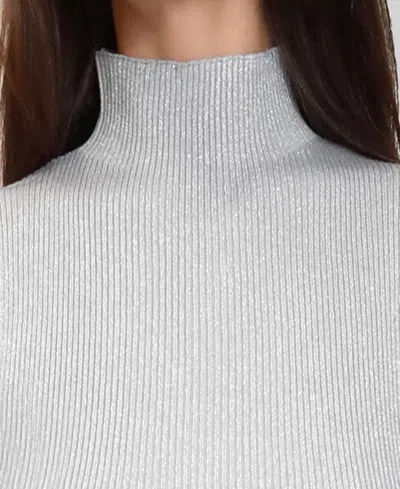 Dylan Ryan Juniors' Mock Neck Sweater Midi Dress In Gray