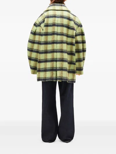 Ganni Oversized Double-breasted Checked Brushed-wool Coat In Multi