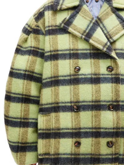 Ganni Oversized Double-breasted Checked Brushed-wool Coat In Multi