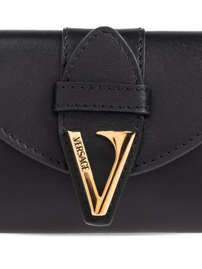 Versace Leather Wallet In Black