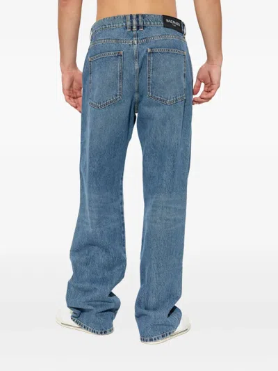 Balmain Logo-patch Jeans In Blue
