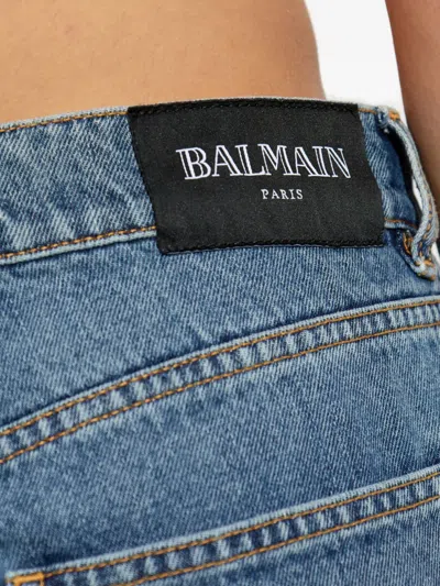 Balmain Logo-patch Jeans In Blue