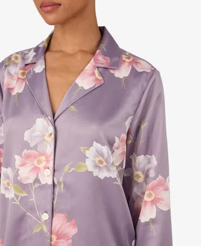 Ralph Lauren Women's 2 Piece Long Sleeve Top And Pants Pajama Set In Purple