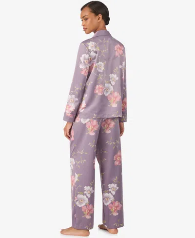 Ralph Lauren Women's 2 Piece Long Sleeve Top And Pants Pajama Set In Purple