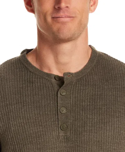 Weatherproof Vintage Men's Soft Touch Henley Sweater In Brown