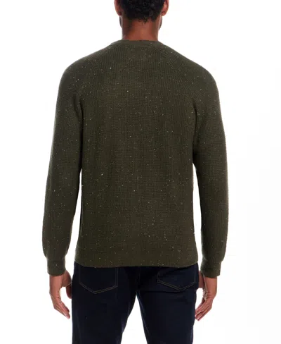 Weatherproof Vintage Men's Waffle Donegal Cardigan Sweater In Green