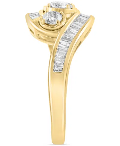 Effy Collection Effy Diamond Round & Baguette Triple Stone Swirl Ring (1 Ct. T.w.) In 14k Gold In Gold