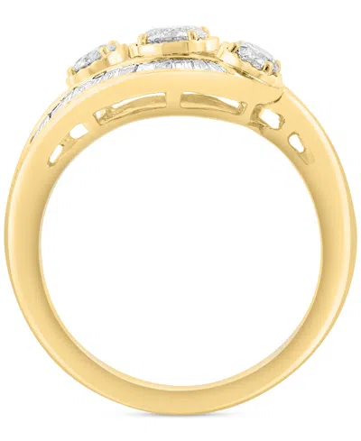 Effy Collection Effy Diamond Round & Baguette Triple Stone Swirl Ring (1 Ct. T.w.) In 14k Gold In Gold