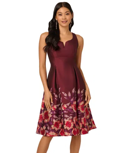 Adrianna Papell Women's Notch Scoop Neck Midi Dress In Brown