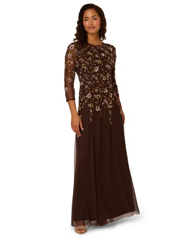 Adrianna Papell Women's Bead Detail Maxi Dress In Burgundy