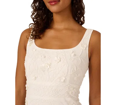Adrianna Papell Women's Beaded 3d Flower Sleeveless Dress In Neutral