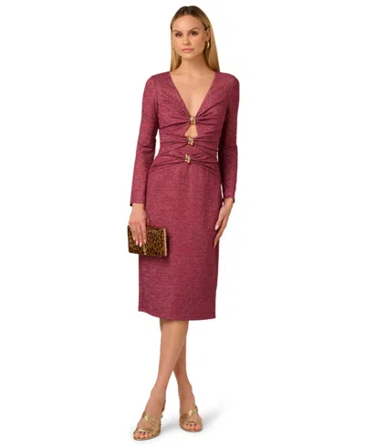 Adrianna Women's Metallic Knit Midi Dress In Pink