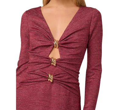 Adrianna Women's Metallic Knit Midi Dress In Pink