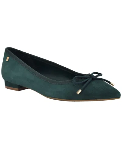 Tommy Hilfiger Kimio Pointed Toe Flat In Green