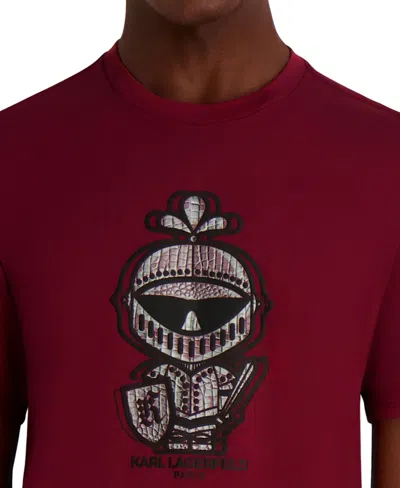 Karl Lagerfeld Men's Armor Dragon Skin Printed T-shirt In Burgundy