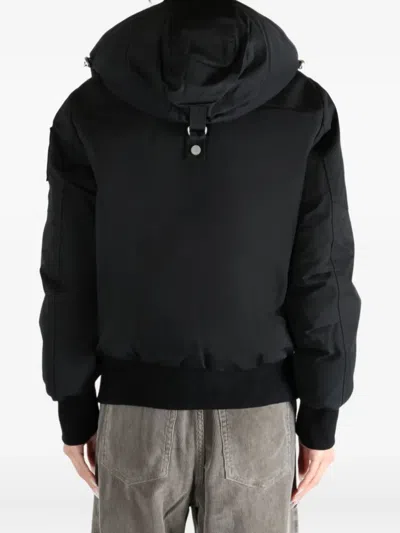 Moose Knuckles Hooded Pompom Jacket In Black