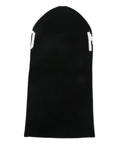 Moschino Logo-knitted Balaclava In Black