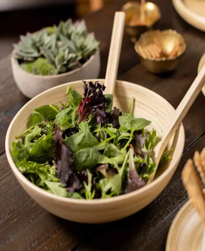 Joyce Chen Lexa Collection 12" Bamboo Salad Bowl In Neutral