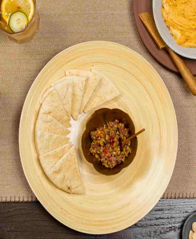 Joyce Chen Lexa Collection 12" Footed Plate In Neutral