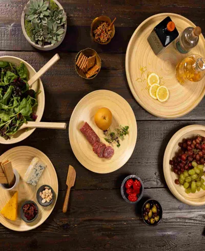 Joyce Chen Lexa Collection 12" Footed Plate In Neutral