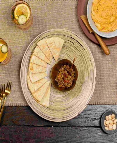 Joyce Chen Lexa Collection 12" Footed Plate In Brown