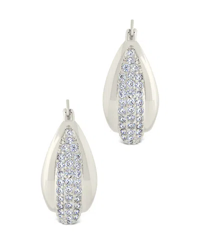 Sterling Forever Philina Cubic Zirconia Hoop Earrings In Silver