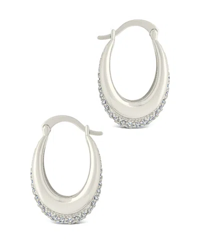 Sterling Forever Philina Cubic Zirconia Hoop Earrings In Silver