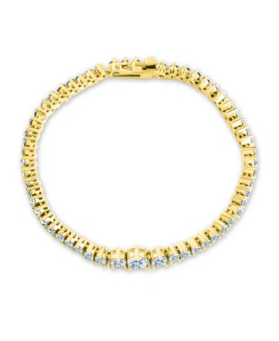 Sterling Forever Aderyn Cubic Zirconia Tennis Bracelet In Gold