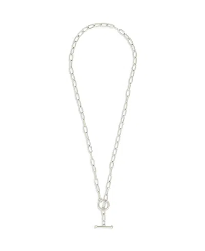 Sterling Forever Ledger Paper Clip Chain Toggle Necklace In Silver